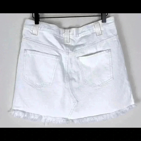 New!Free People Side Car In White Clay Mini Coquette Denim Skirt - Picture 3 of 4